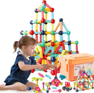 Magnetic Blocks Kids Toys, Magnetic Building Sticks STEM Educational Sensory Toy Preschool Learning Montessori Toys for Toddlers Boys Girls Ages 3-8 with 1 Car