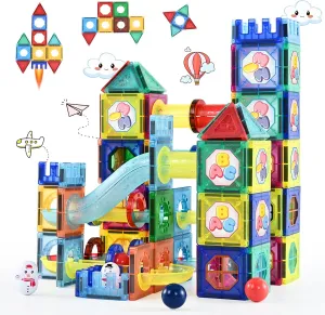 Magnetic Building Tiles, 158 PCS Magnetic Tiles for Kids Ages 3-5, 3D Magnet Building Blocks Set, STEM Learning, Education and Encourage Imagination, Presents for Boys and Girls