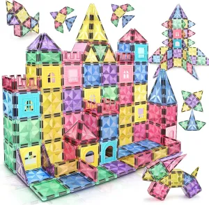Magnetic Building Tiles 68 PCS Magnets Stacking Kids Toys STEM Sensory Games Educational Construction Toys Christmas Toy Gift for Boys and Girls 3 4 5 6 7 8 9 Year Old