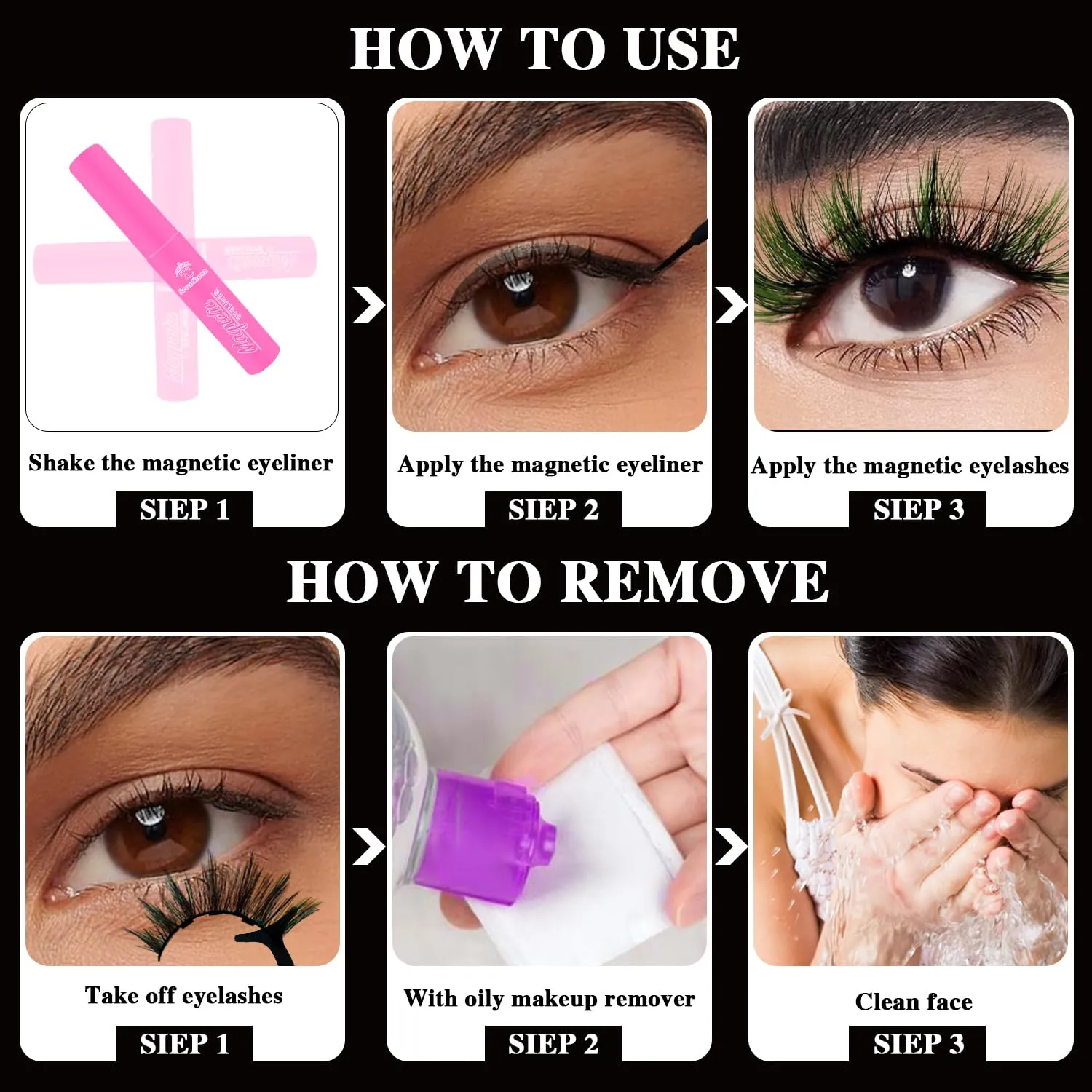 Magnetic Eyelashes Colored Eyelashes for Halloween Party Cosplay Makeup Kit,10 Pairs Color Magnetic Cat Eye Lashes with Eyeliner, Full Volume Brown Look 18-23MM Fake Eyelash Cruelty-Free & Vegan