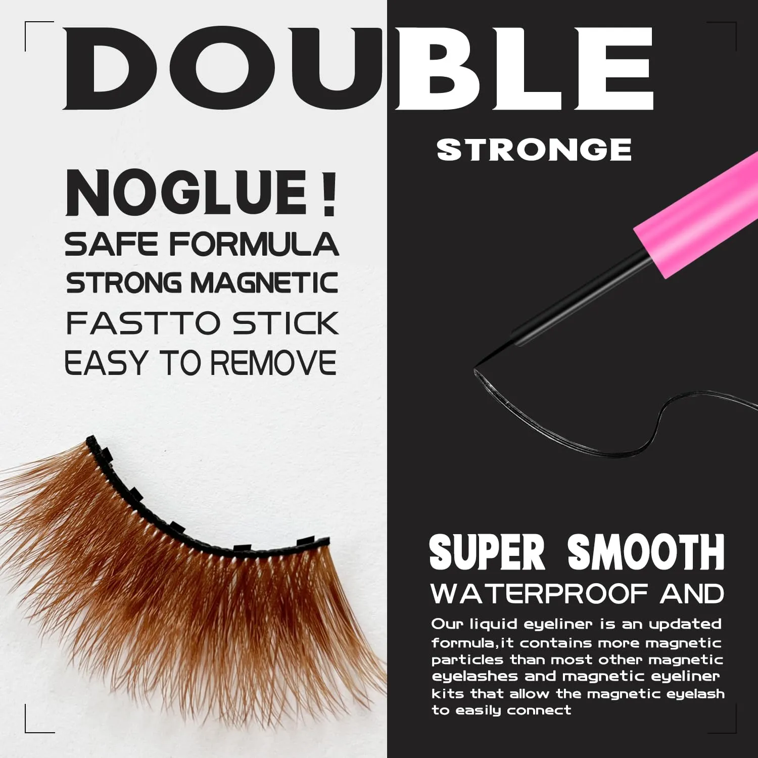 Magnetic Eyelashes Colored Eyelashes for Halloween Party Cosplay Makeup Kit,10 Pairs Color Magnetic Cat Eye Lashes with Eyeliner, Full Volume Brown Look 18-23MM Fake Eyelash Cruelty-Free & Vegan