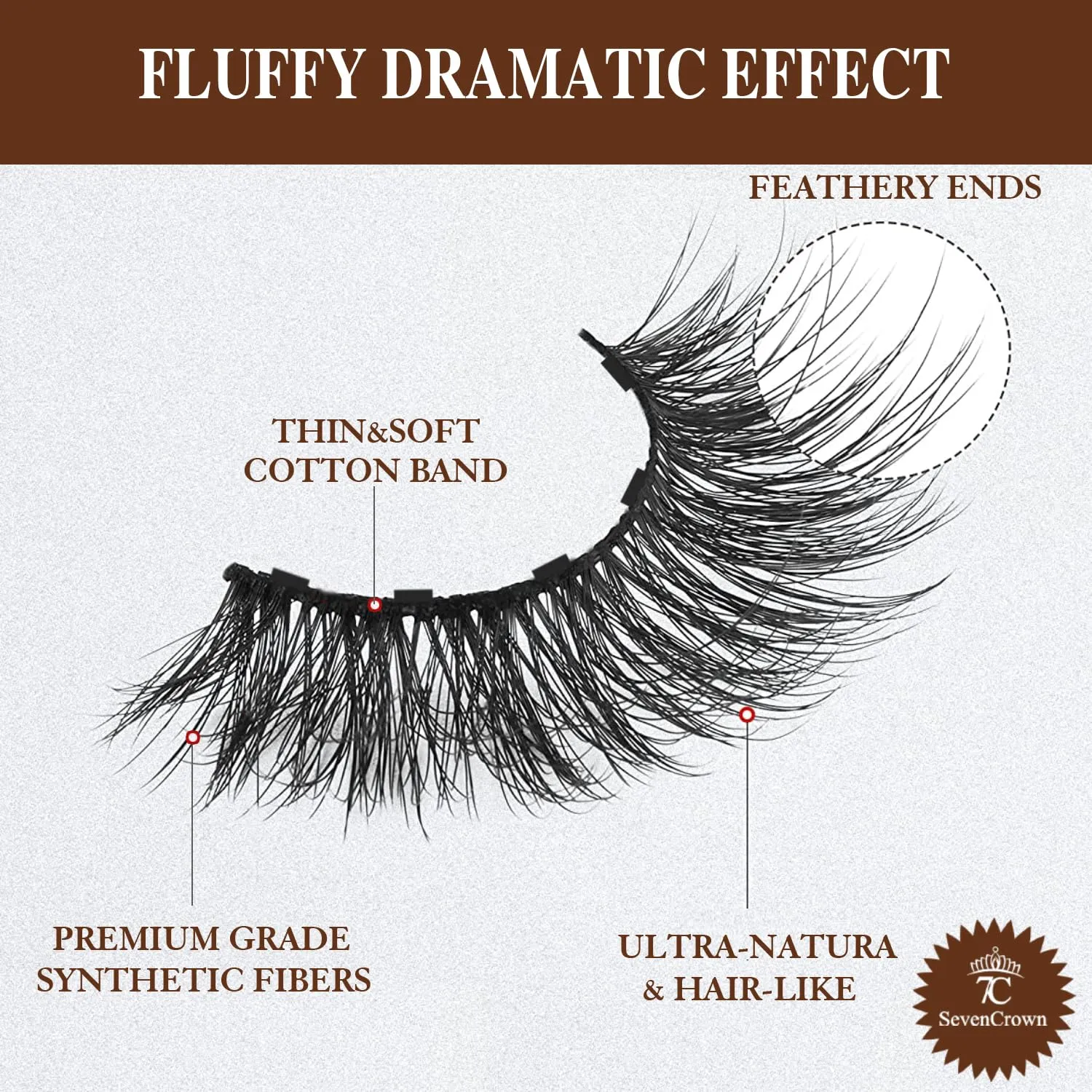 Magnetic Eyelashes Natural Look, 7 Pairs Reusable Cat-eye Medium Magnetic Lashes with 2 Tuble Magnetic Eyeliner （1 black 1brown) Vegan & Cruelty Free