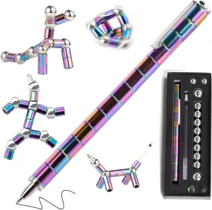 Magnetic Fidget Toy Pen, Multifunction Writing Magnet Ballpoint Pen, Decompression Magnetic Pen Toy for Kids and Adults, Novelty Desk Toy Pen, Creative Gift for Friends (Color)