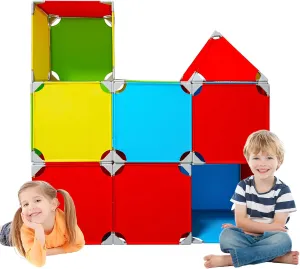 Magnetic Fort Building Panels - Giant Magnet Tiles Fort Building Kits for Kids,Colorful Lightweight DIY Magnetic Playhouse for Children with 16pcs Panels