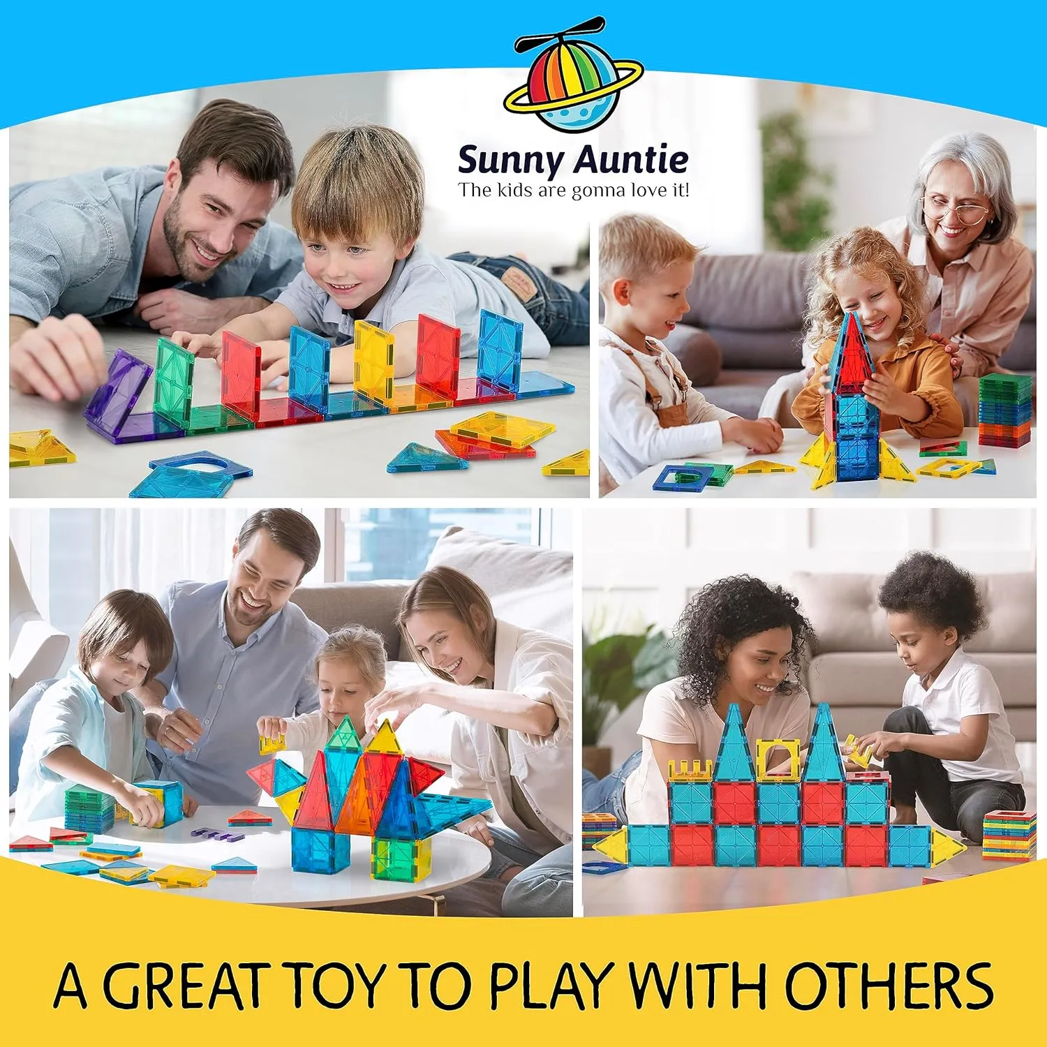 Magnetic Tiles 180 PCS  Bonus Zippered CASE, Magnetic Tiles for Kids Toy for 3 4 5 6 7 8 Year Old Boys & Girls, Great Gift for Kids Aged 3-8, XL Set