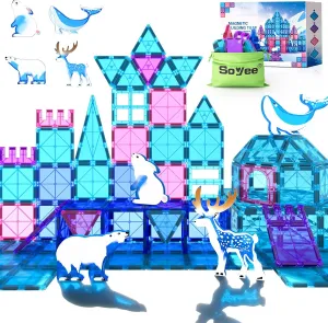 Magnetic Tiles Arctic Animal Magnet Tiles Toddler Toys for Girls Ages 3-5 4-7 6-8 Pretend Play Magnetic Building Blocks Kids Toys Gifts for 3  Year Old STEM Learning and Fun