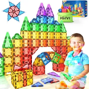 Magnetic Tiles Kids Toys for 3  Year Old Boys & Girls, STEM Building Blocks Toys & Games, Sensory Toys for Toddlers, 3 4 5 6 7 8 Year Old Boy Birthday Gift