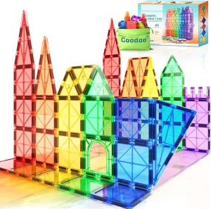 Magnetic Tiles Kids Toys STEM Magnet Toy for Toddler Magnetic Blocks Building Preschool Learning Sensory Montessori Toys for 3  Year Old Boys and Girls, Safe Creativity Toddler Kids Toy 40PCS
