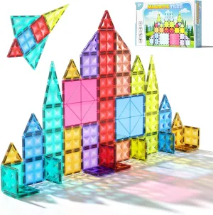 Magnetic Tiles, Large Magnet Building Tile Toys for Toddlers 1-3 Kids Ages 3-5 4-8 8-12, Stem Construction Big Blocks Sets for Toddler Boys Girls, Preschool Learning Sensory Montessori Toy