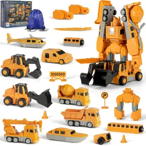 Magnetic Transform Engineering Car Toy - Cars and Trucks Assembled With Gift Box, Outdoor Activities for Toddlers, Blocks for Kids Age 3-9