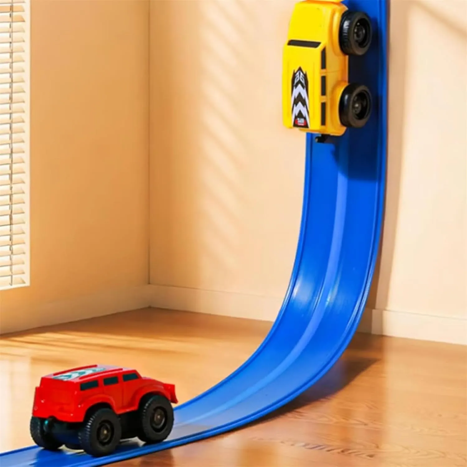 Magnetic Wall Climbing Toy Car, Magnetic Inertial Wall Car, Anti-Gravity Climber Toy for Kids, Inertial Magnetic Levitation, Racing Track for Kids and Adults (Red Yellow)