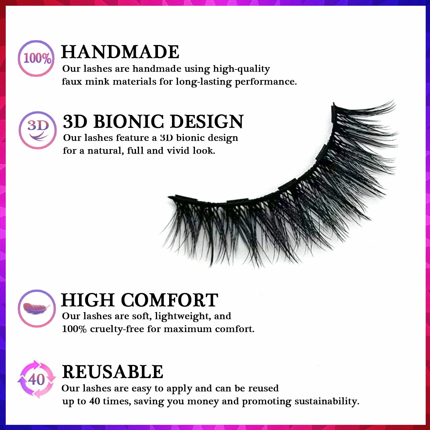 Magnetic Eyelashes - 10 Pairs 3D Medium Cat-eye Magnetic Lashes - 4 Tube of Magnetic Eyeliner - Upgrad Long Lasting,Reusable,With Applicator - Easy to Apply