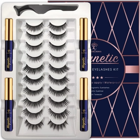 Magnetic Eyelashes Lashes with Eyeliner, Most Natural Looking Magnetic Eyelashes Kit with Applicator, Reusable Fake Eye Lash,Strongest Waterproof Liquid Liner