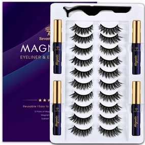 Magnetic Eyelashes Magnetic Lashes with Eyeliner, 10 Pairs Medium Cat Eye Magnetic False Eyelashes Natural Look,Pestañas Magneticas, Upgraded Long Lasting,Lightweight,Cruelty-Free,Easy(4 Tubes)
