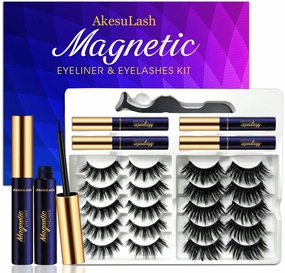 Magnetic Eyelashes Natural Look - Magnetic Lashes with 4 Tube of Magnetic Liner - 10 Pairs Mangetic False Eyelashes Kit with Applicator - Easy to Apply