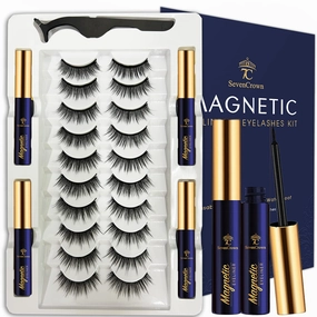 Magnetic Eyelashes with Eyeliner Kit, 3D Cat-Eye Magnetic Lashes, 4 Tubes of Liner Waterproof, Long Lasting,10 Pairs Reusable Magnet False Eyelashes Cruelty Free. Easy to Apply.