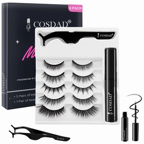 Magnetic Eyelashes with Eyeliner Kit – Upgraded Version, No Glue Needed, Reusable False Eyelashes with Waterproof Magnetic Eyeliner, Easy to Apply for Beginners & Daily Wear