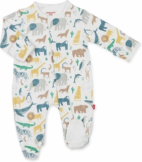 Magnetic Me Footie Pajamas - 100% Organic Cotton Baby Pajamas - Quick Magnetic Fastener Sleeper for Baby Boy and Girl