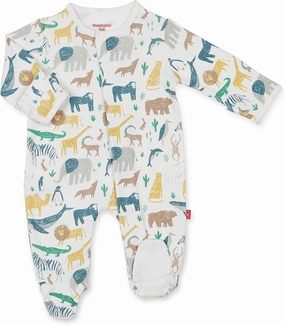 Magnetic Me Footie Pajamas - 100% Organic Cotton Baby Pajamas - Quick Magnetic Fastener Sleeper for Baby Boy and Girl