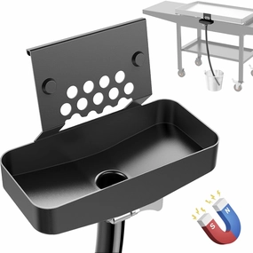 Magnetic Rear Grease Drainage Funnel for Blackstone Griddle Accessories Universal 17/22/28/36 with Integrated Grease Gate, Liners Saving Catcher Cup Compatible with Hood, Wind Guard