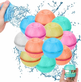 Magnetic Reusable Water Balloons 12PCS, Silicone Splash Balls Quick Fill Refillable Self Sealing, Summer Water Toys for Beach, Pool, Outdoor Backyard Water Fight