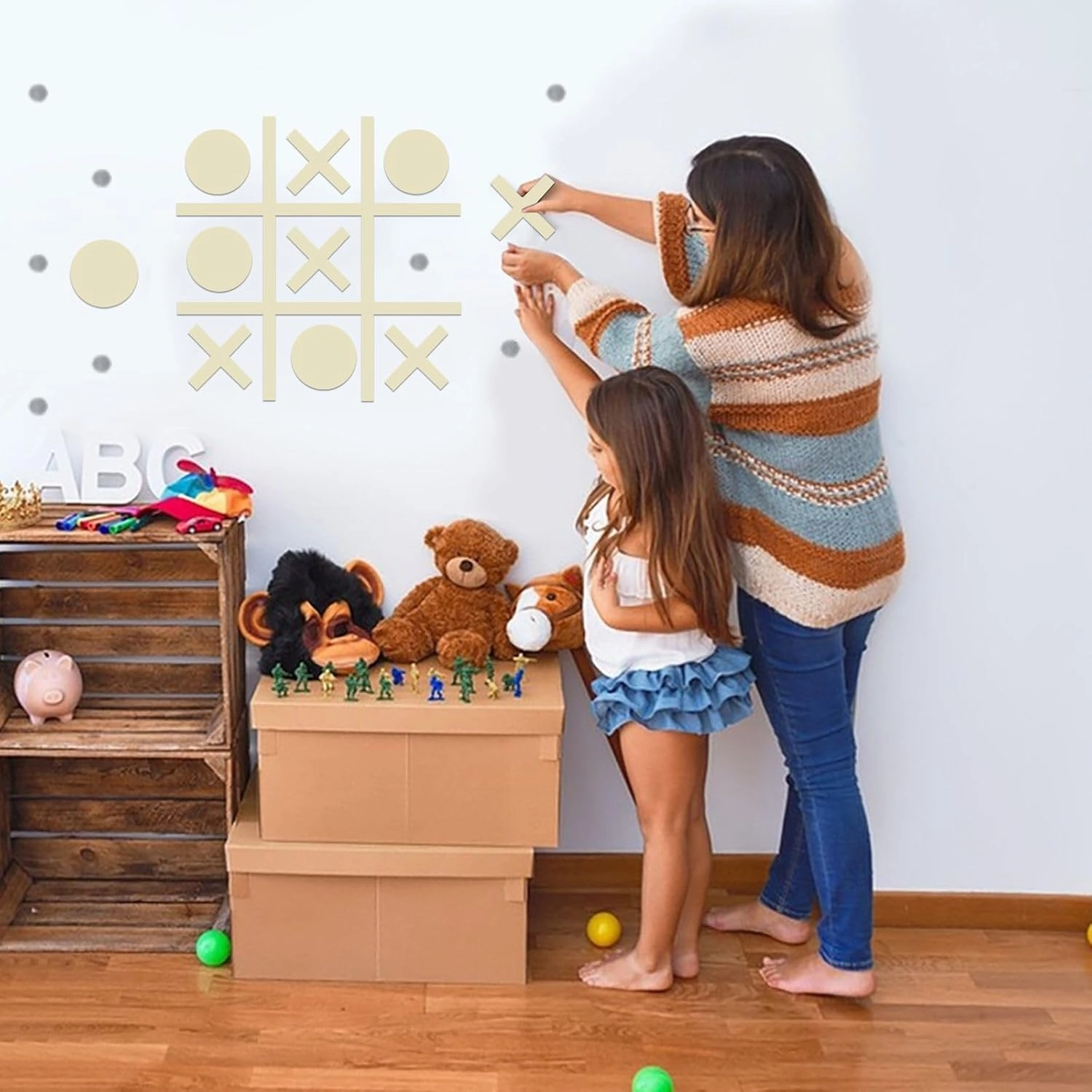 Magnetic Tic Tac Toe Wall-Mount Game, Board Games,Game Room Decor,Kids&Adults Indoor Party Game,Modern Wall Decals for Kids Room,Playroom Decals,Classroom&Offices,Best Gift for Kids,Family, Friends