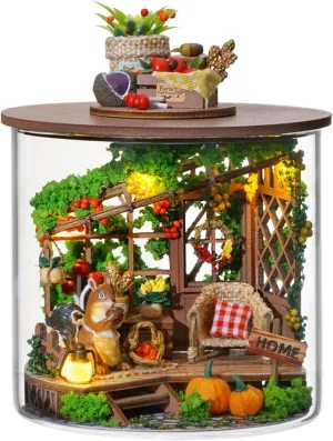 MAGQOO 3D Wooden Dollhouse Miniature DIY Doll House Kit with Furniture,1:24 DIY Box Theater Kit(Leisurely Lunch)