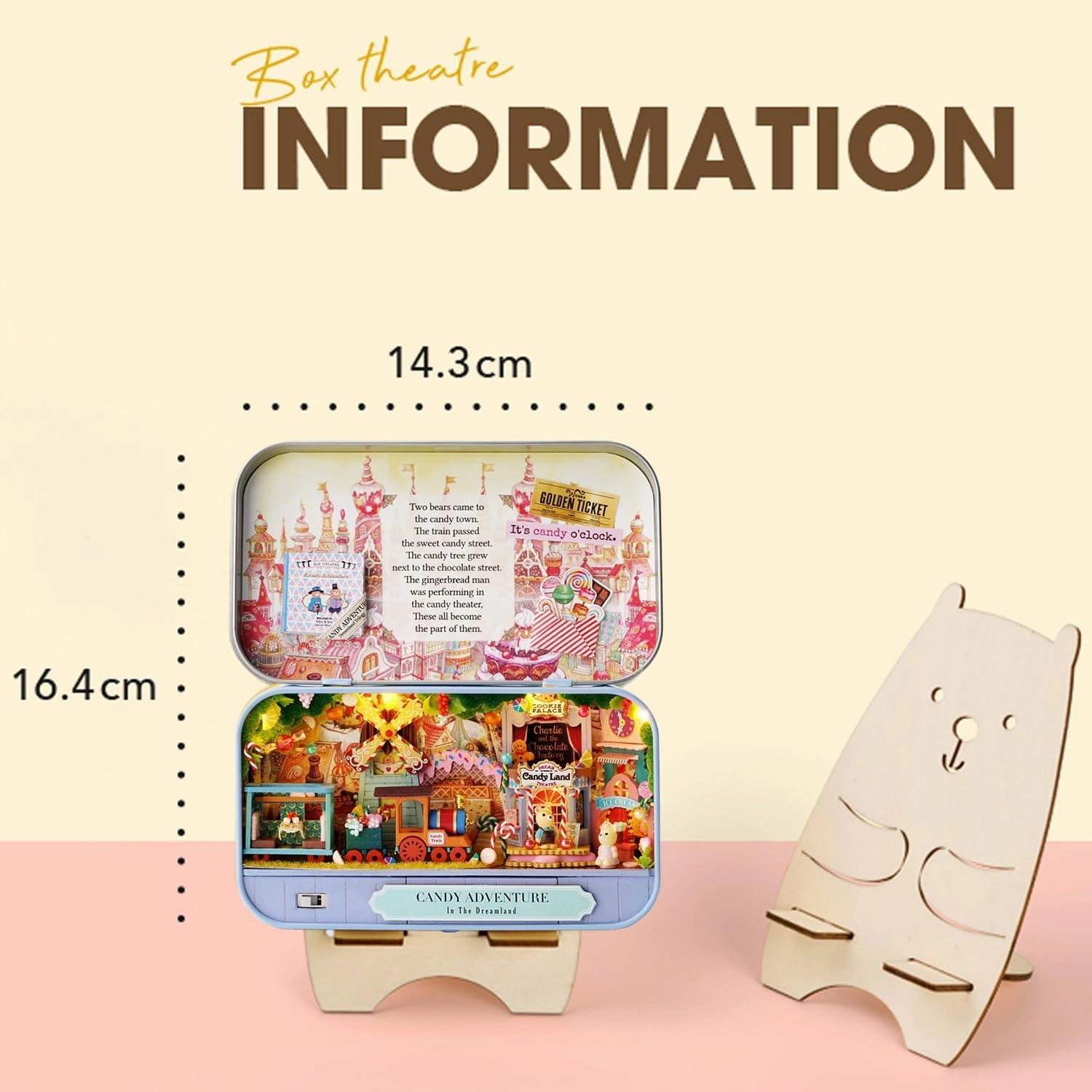 MAGQOO Miniature Dollhouse Kit Box Theater Kit Miniature Room Kit 3D DIY Wooden Doll House Kit with Furniture 1:100(Candy Adventure)