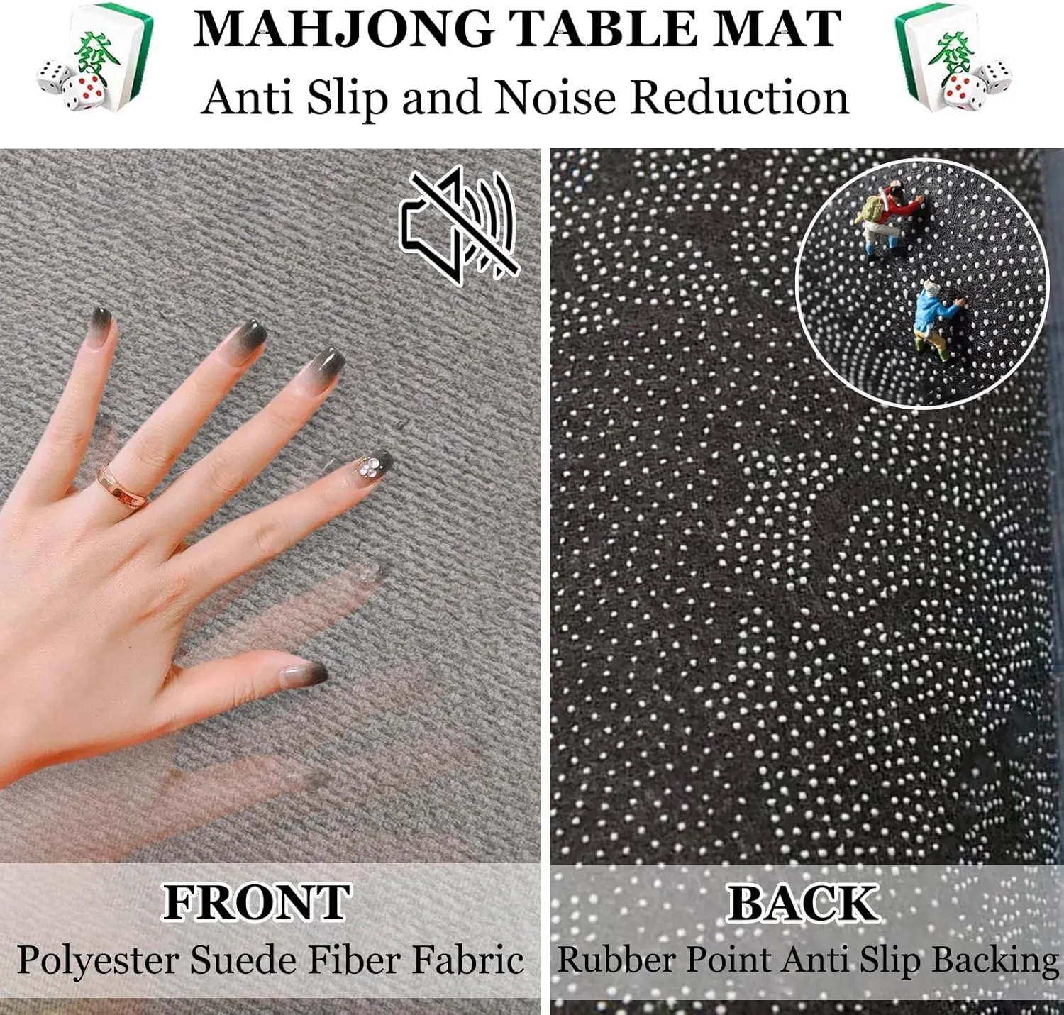 Mahjong Mat with Carrying Bag, Beige Chinese Style Printing Round Table Cover for Poker Cards Mahjong Board Tile Games(47.24x47.24 in)