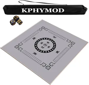 Mahjong Mat with Direction and Rules, Anti-Slip Noise Reduction Mahjong Board Tile Game Table Cover, with Carrying Bag and 3 Dice(Gray,27.56x27.56 in)