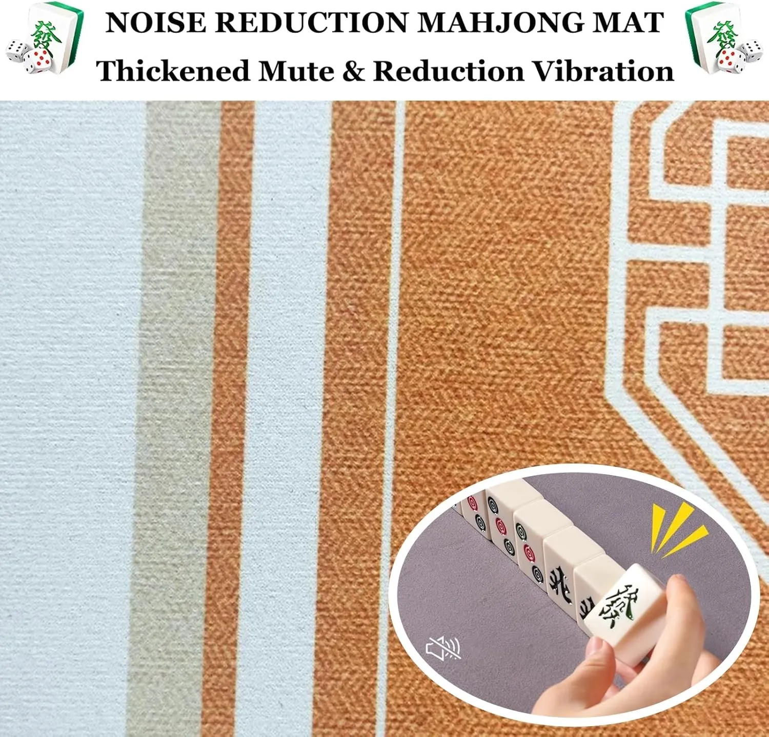 Mahjong Mat with Direction and Rules, Anti-Slip Noise Reduction Mahjong Board Tile Game Table Cover, with Carrying Bag and 3 Dice(Gray,27.56x27.56 in)