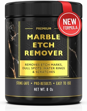 Marble Etch Remover - For Limestone, Travertine, Alabaster & Onyx, Removes Stains, Dull Spots, Water Rings, Light Scratches - Pre-Mixed Polishing Paste 8oz