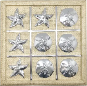MARIPOSA Starfish & Sand Dollar Sand Faux Grass Cloth Tic Tac Toe Set