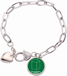 Mathematical Geometric Space Pentagonal Prism Heart Chain Bracelet Jewelry Charm Fashion