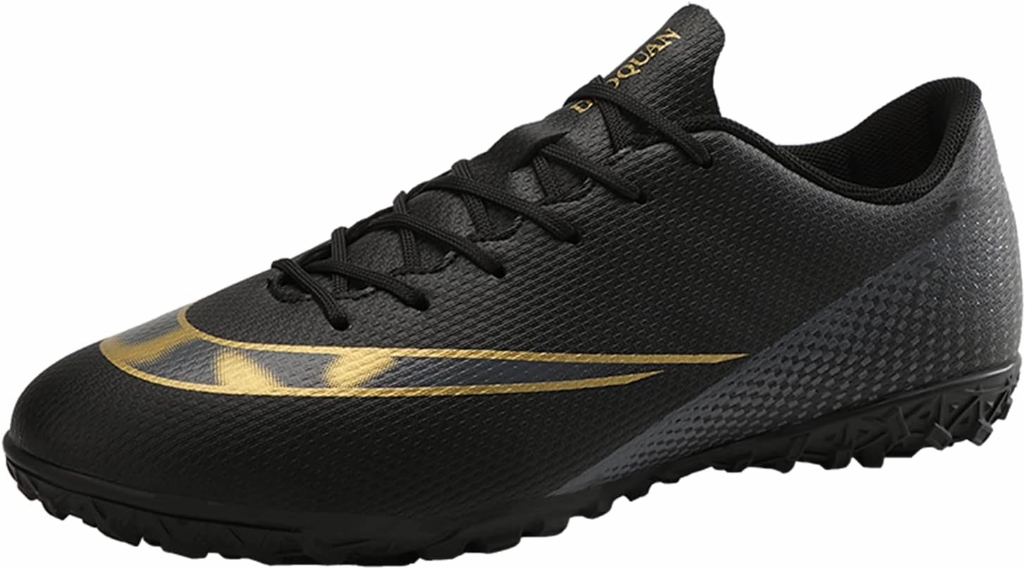 MDPCX Unisex Competitive Football Shoes Indoor and Outdoor Football Shoes Lawn Mundial Team Non-Slip Running Shoes Sports Lightweight Breathable Non-Slip Shock-Absorbing Shoes. Black