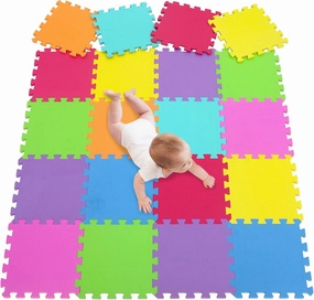 Meiqicool EVA Foam Puzzle Play Mat for Baby - Non Toxic Interlocking Soft Floor Tiles - Kids Toddler Infant Children Room and Yard Exercise Gym Decor - Multi Color，20pcs