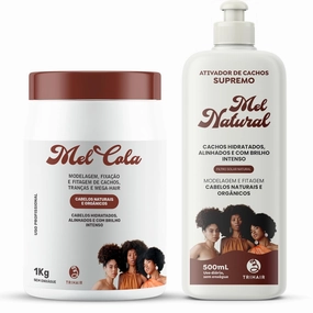 Mel Cola Curl Care Kit: 1000Gr Hydrating Definer Gel   500ml Natural Honey Curl Activator - Vegan, Paraben-Free, Deep Hydration & Frizz Control