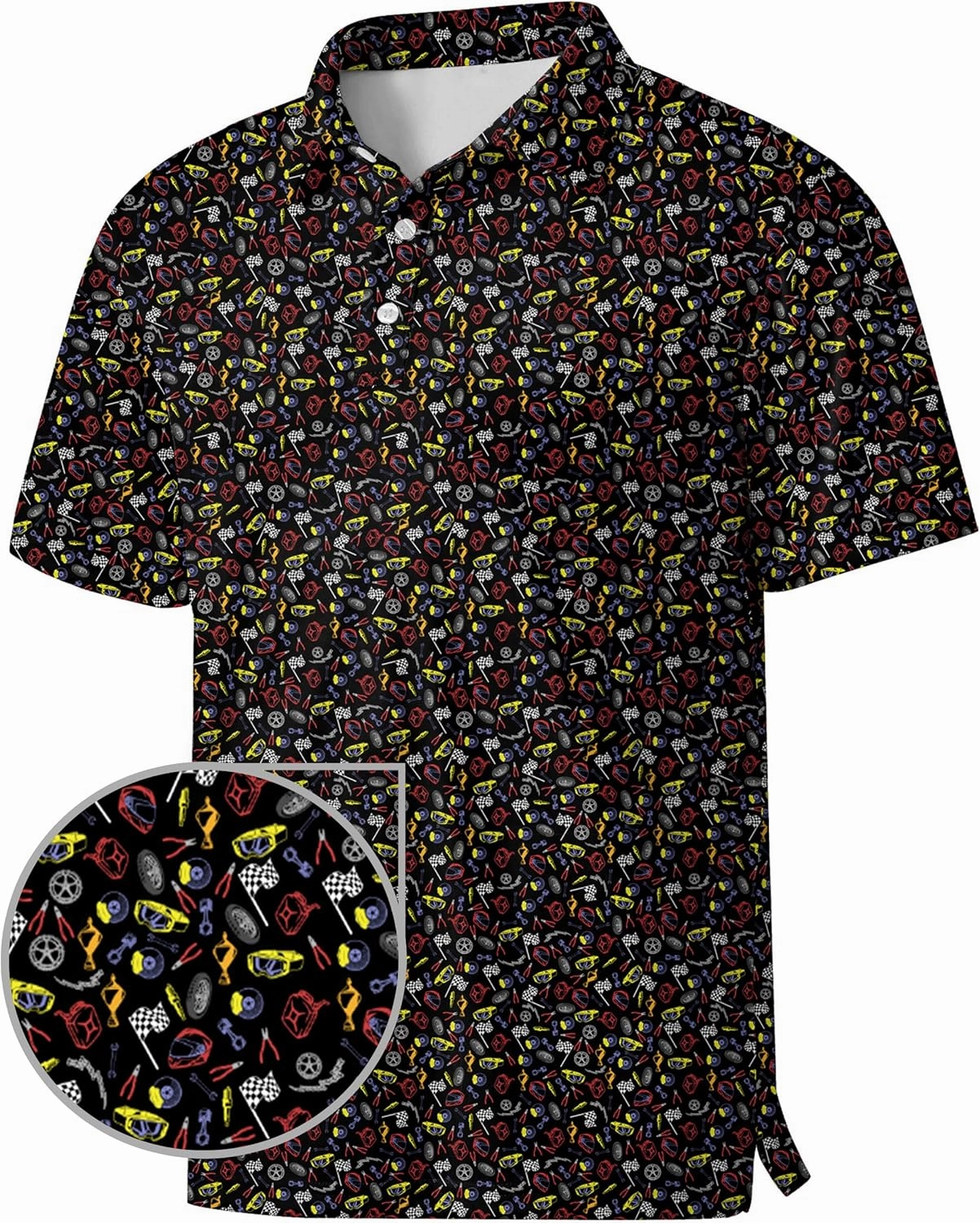 Men's Golf Shirts Moisture Wicking Quick Dry Performance Golf Polo Shirts for Men Fashion Print Short Sleeve Polo Shirts
