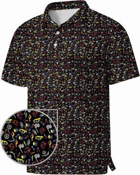 Men's Golf Shirts Moisture Wicking Quick Dry Performance Golf Polo Shirts for Men Fashion Print Short Sleeve Polo Shirts