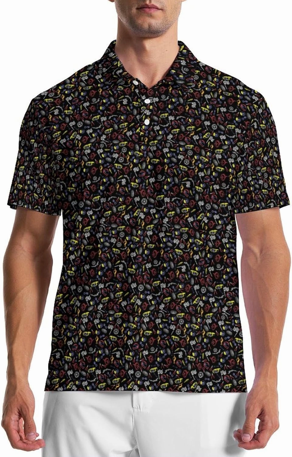 Men's Golf Shirts Moisture Wicking Quick Dry Performance Golf Polo Shirts for Men Fashion Print Short Sleeve Polo Shirts