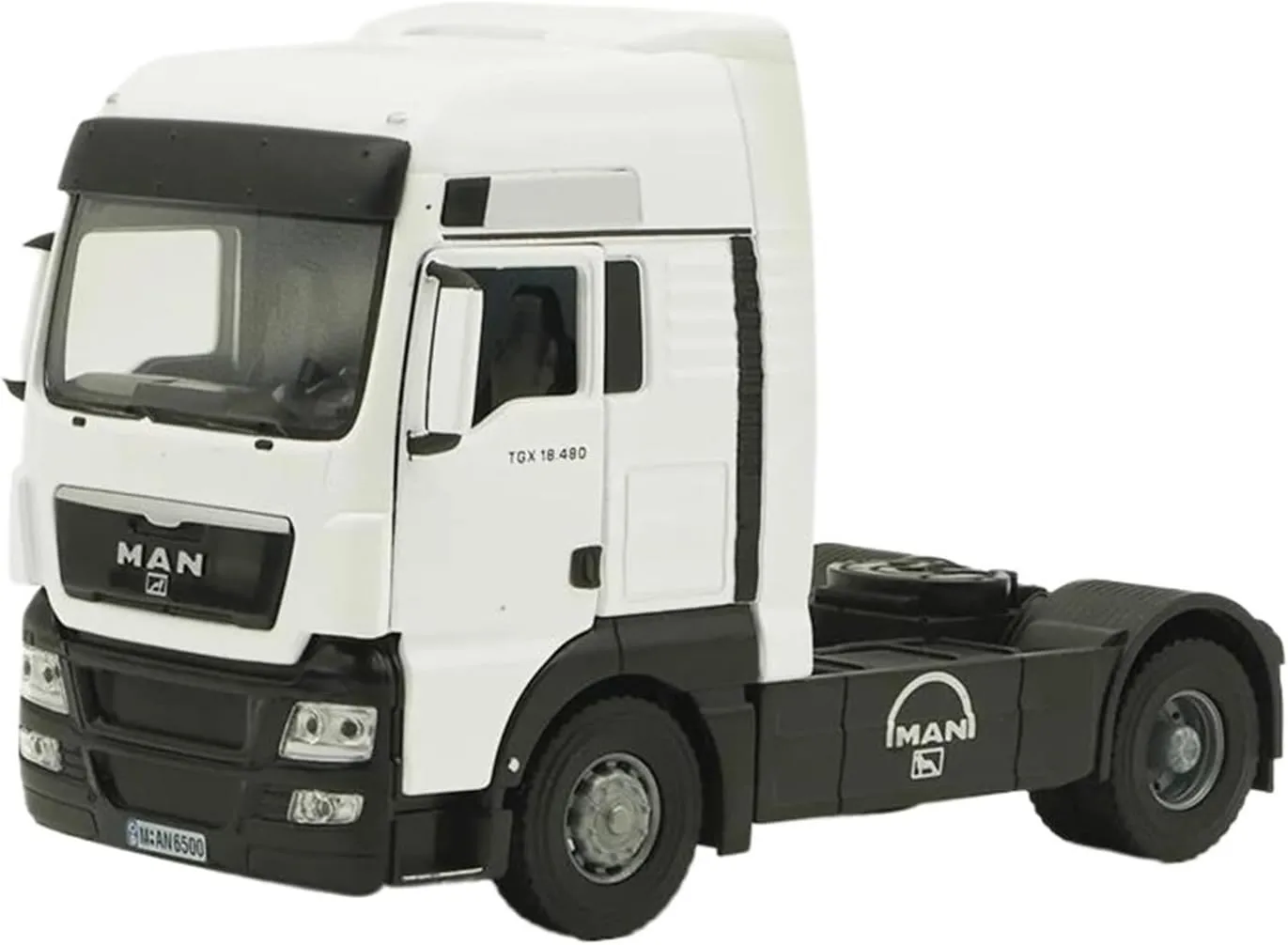 Metal Die Cast Toy Cars 1:43 Scale for Man TGX Container Truck Tractor Cars Model Collection Static Display Black for Home Or Office Décor(White)