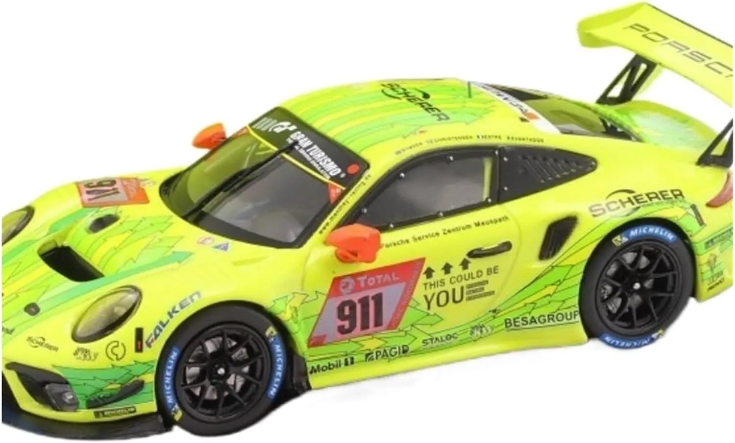Metal Toy Vehicle 1:43 Alloy Rally Car Model Germany for Porsche GT3 R #911 New North Circuit 2019 Manthey MR Team Scale Vehicles