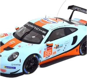 Metal Toy Vehicle Alloy Car Model for Porsche Racing 911 RSR 2018 Le Mans Gulf Metal Toys Vehicle Collection Ornament 1/18 Scale Vehicles