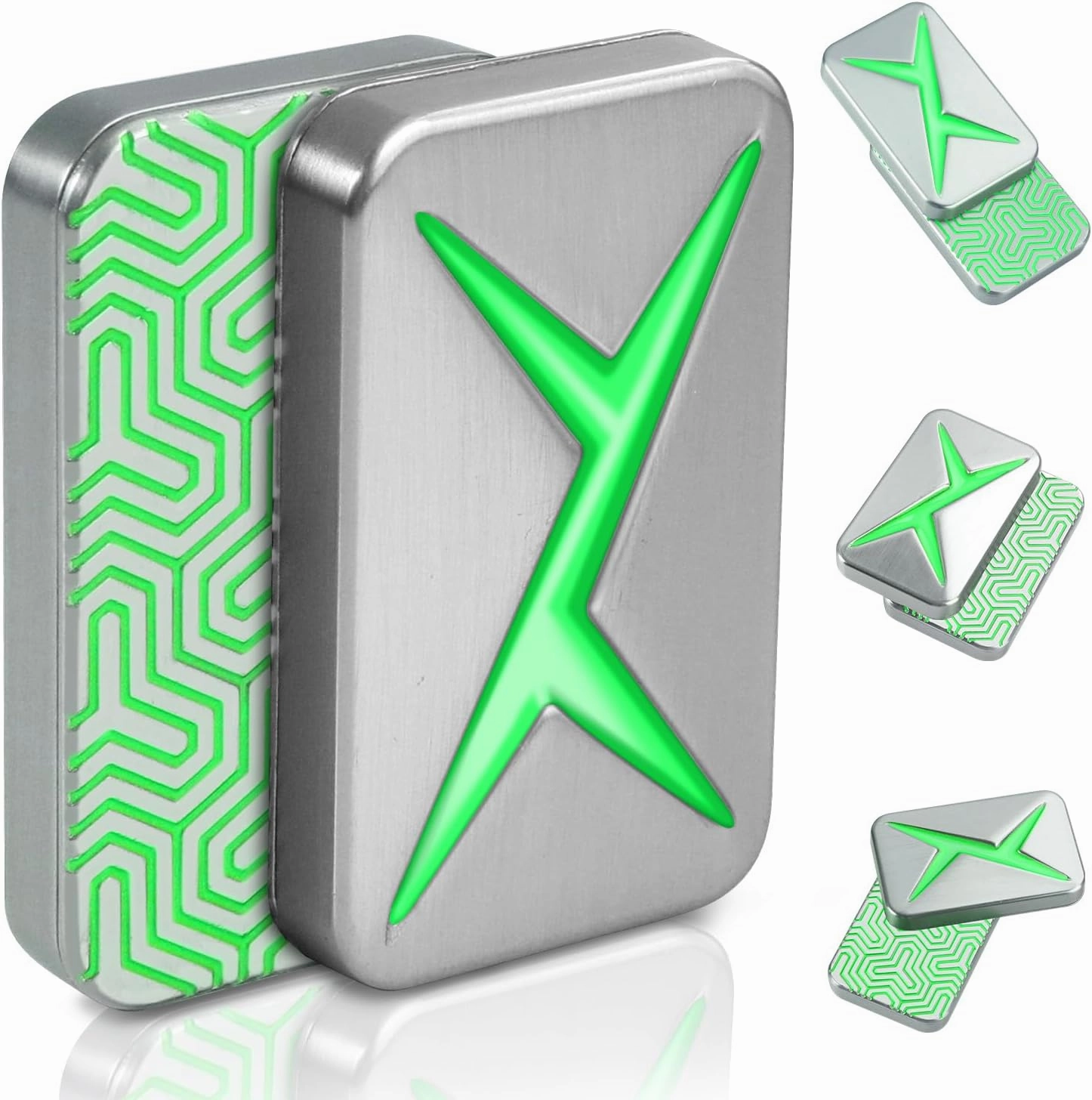 Metal Fidget Slider Magnetic EDC Haptic Fidget Toys Adult Fidgets for Anxiety, ADHD/ADD/Autism Stress Relief Metal Fidget Toy, Light-up Home/Office Desk Toys for Father Man Friends (Silver)