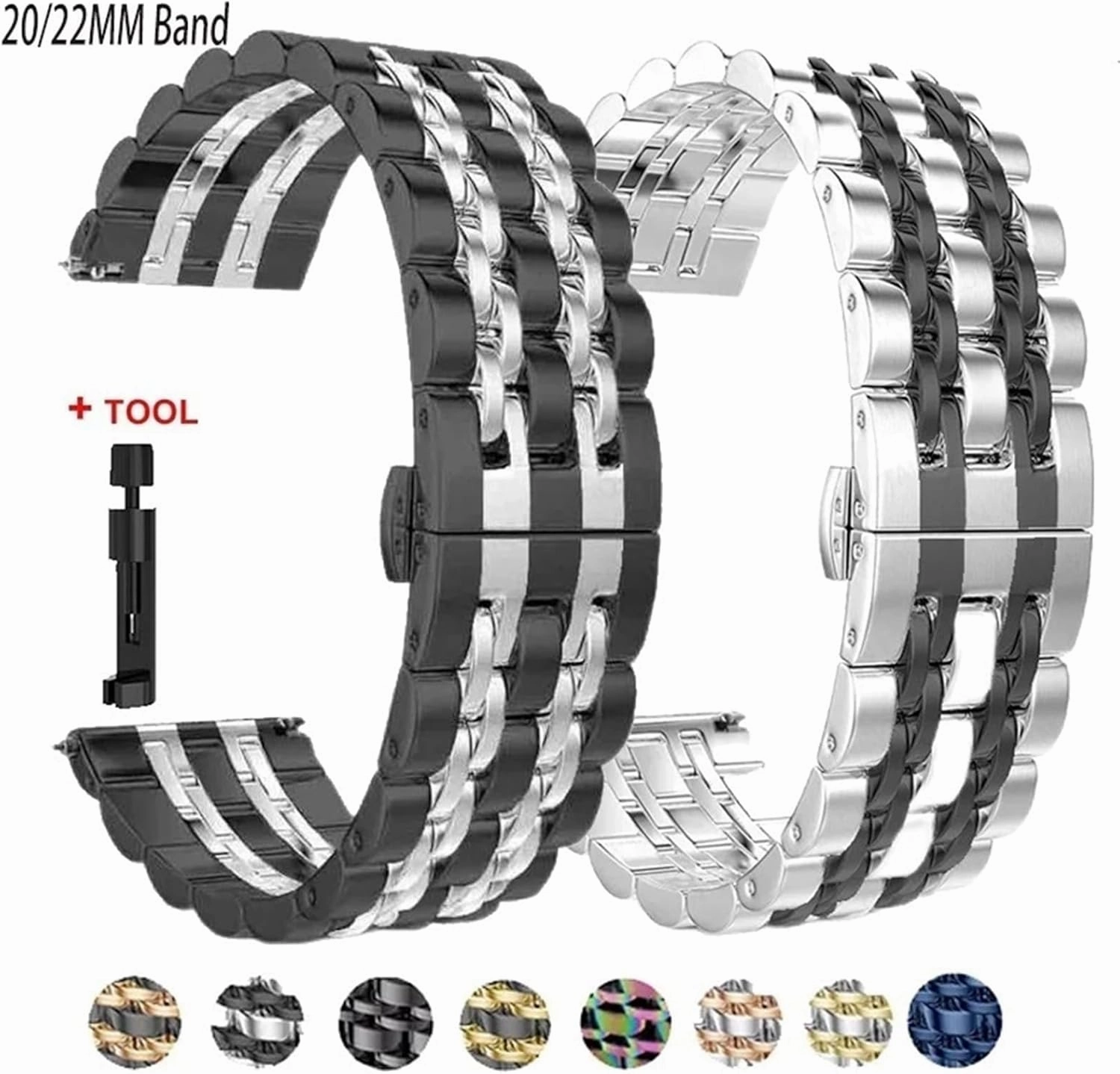 Metal Watch Band Quick Release Wristband Stainless Steel 22mm 20mm Universal Wristband Men Women Smart Watch Quartz Watch Accessories