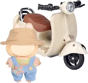 Micro Scooter for Labubu, Plastic Scooters, Doll Scooter with Light and Music, Cute Desktop Decor for Collectors, with Funny Doll Clothes Accessory, Not Included Battery