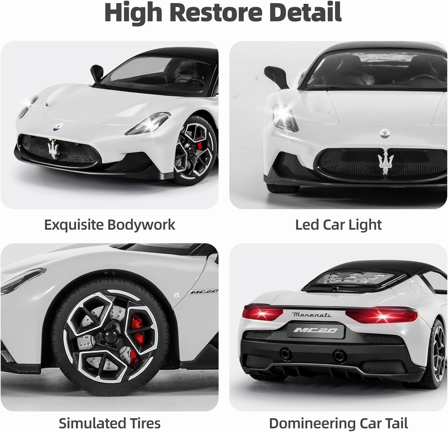 MIEBELY Maserati Remote Control Car, Openable Door 1:12 Scale Rc Toy Car 7.4V 900mAh Licensed 12Km/h Fast Rc Cars with Led Light 2.4Ghz Model Car for Adults Boys Girls Birthday Ideas Gift (White)