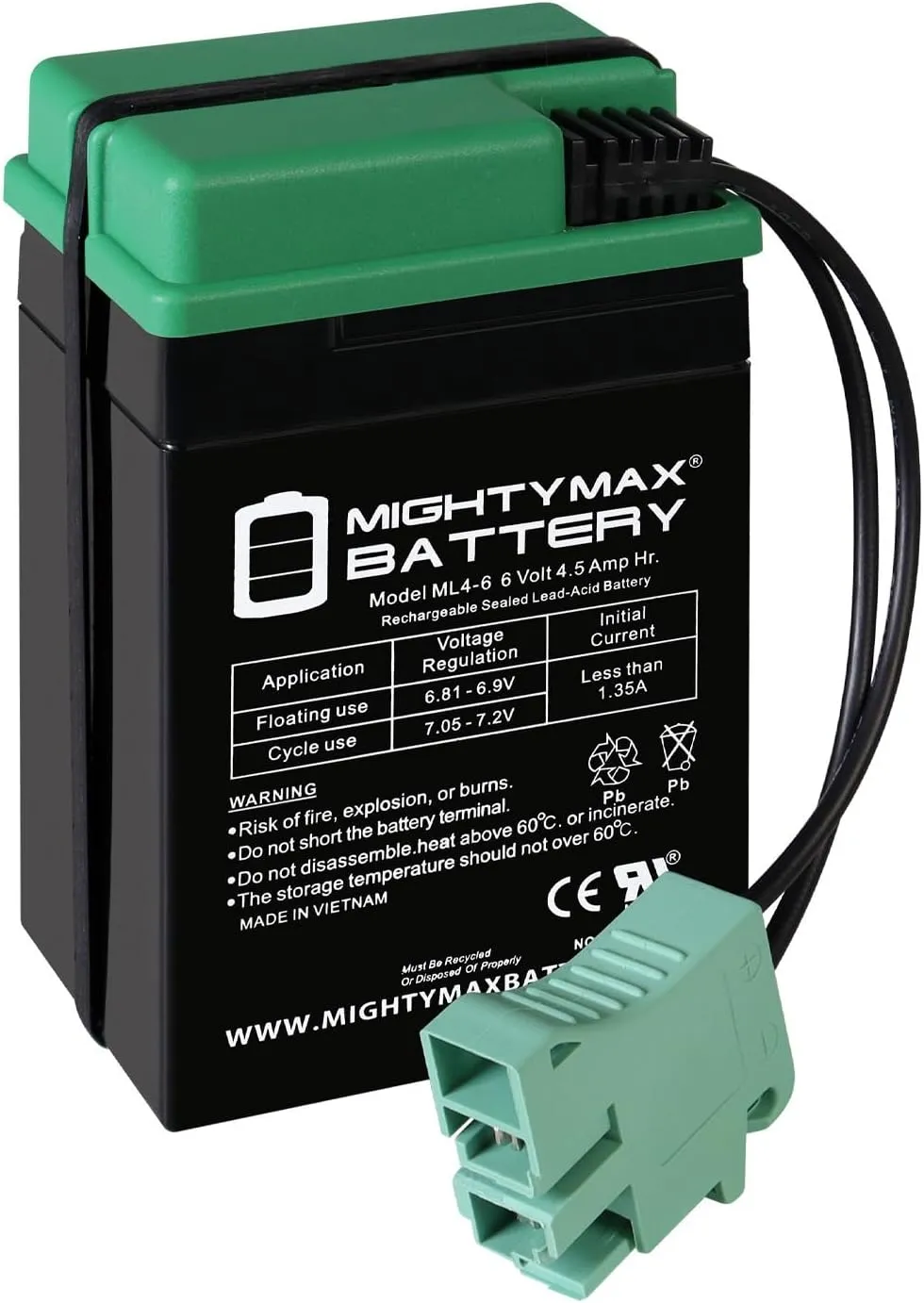 Mighty Max Battery 6V, 4.5Ah, Replacement Battery Compatible with Peg Perego Thomas Track Rider - 35168