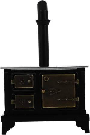 Milisten Adorable Mini Chimney Iron Stove Model Dollhouse Furniture Simulation Cooking Bench for Mini House Decoration Material for Boys and Girls