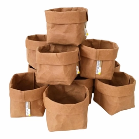 Mini Storage Baskets, Set of 10, Home decor tree pot, Eco-Friendly Kraft Paper Construction 3 x 3 x 3 inch BROWN